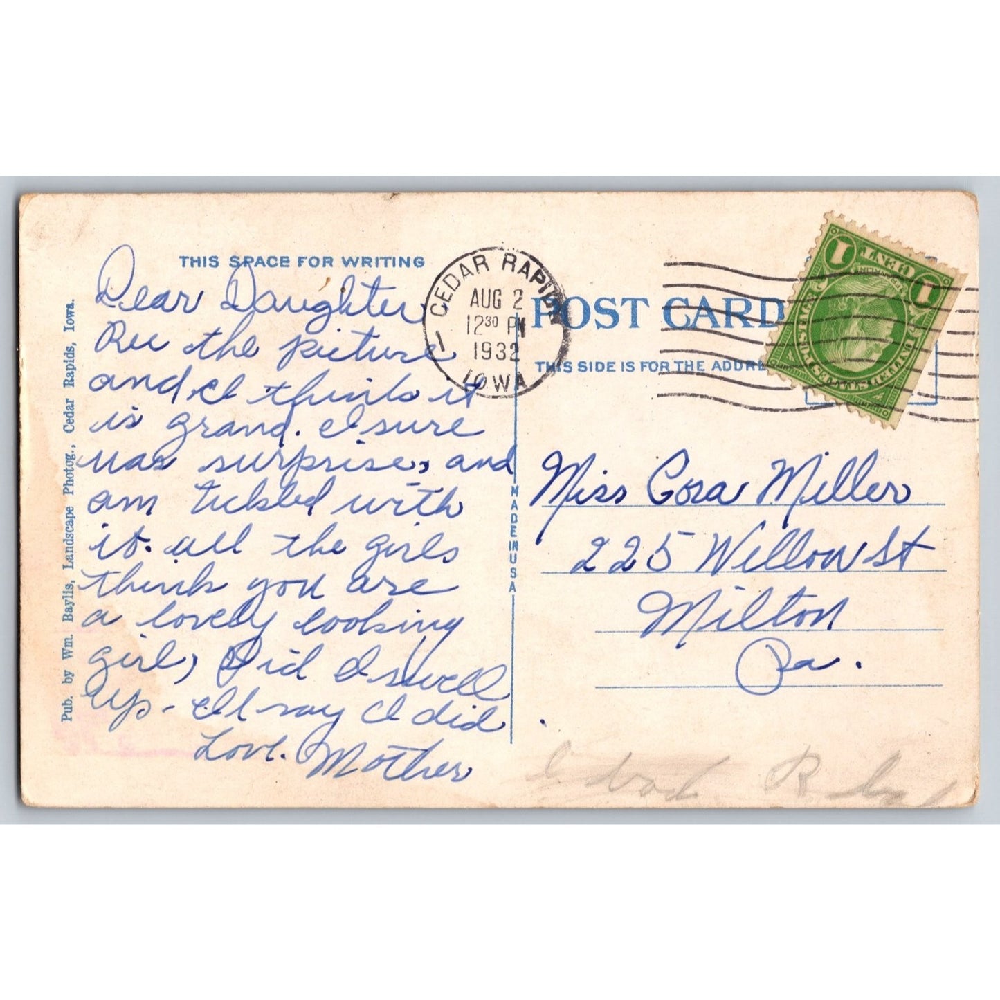 Cedar Rapids IA Iowa Memorial Building Island Plaza 1930s White Border Postcard