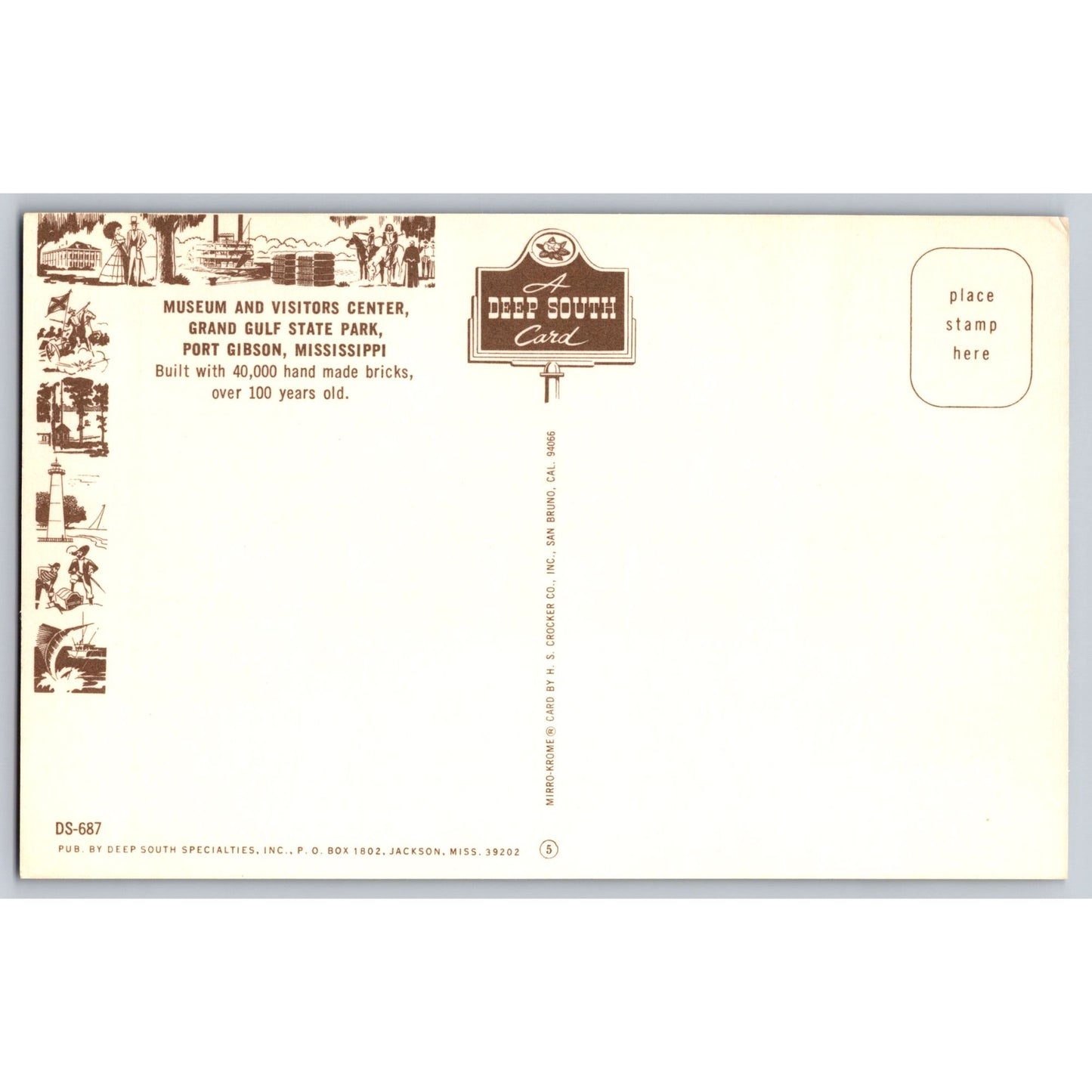 Gibson MS Mississippi Grand Gulf State Park Museum & Visitors Center Postcard