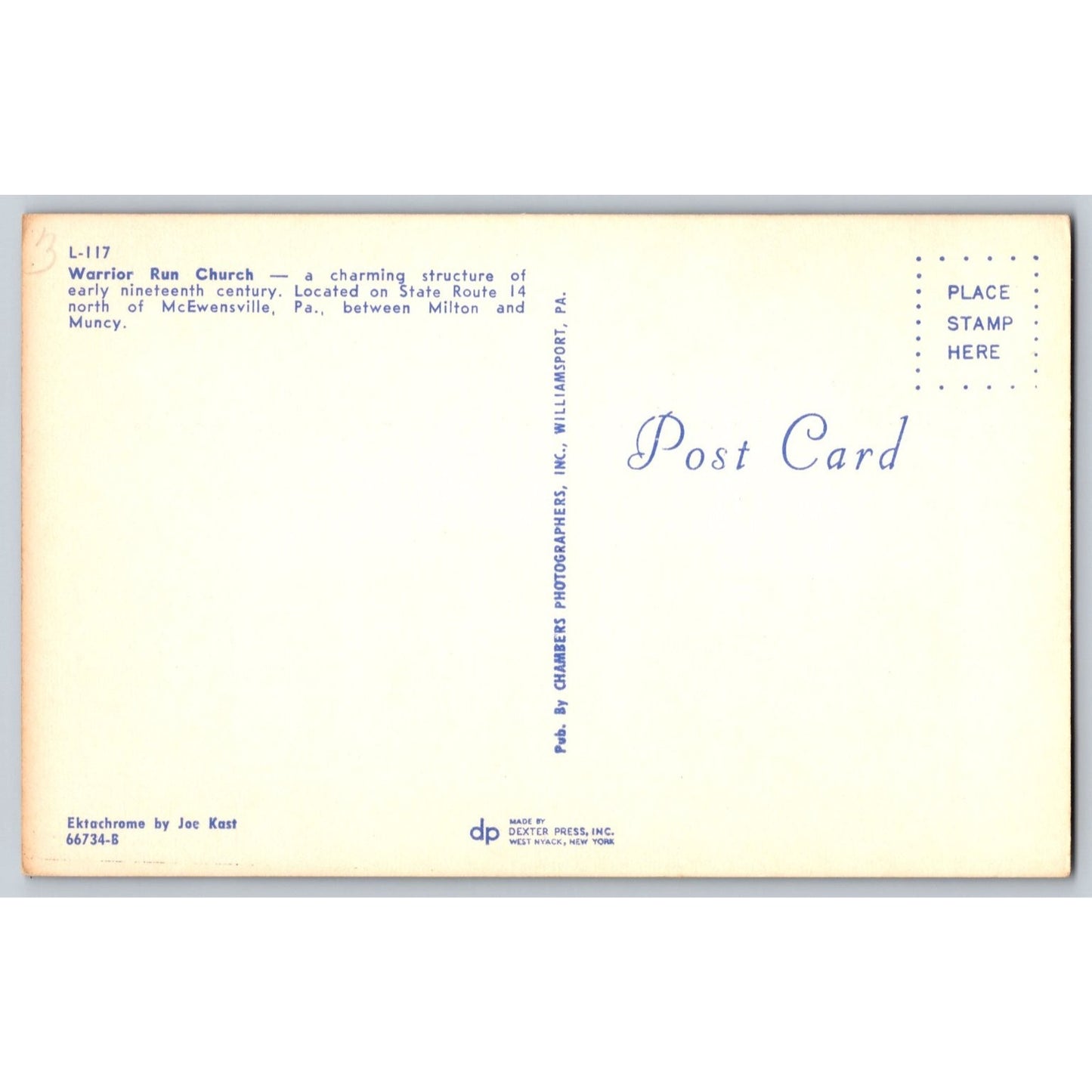McEwensville PA Pennsylvania Warrior Run Church Chrome Postcard Dexter Press