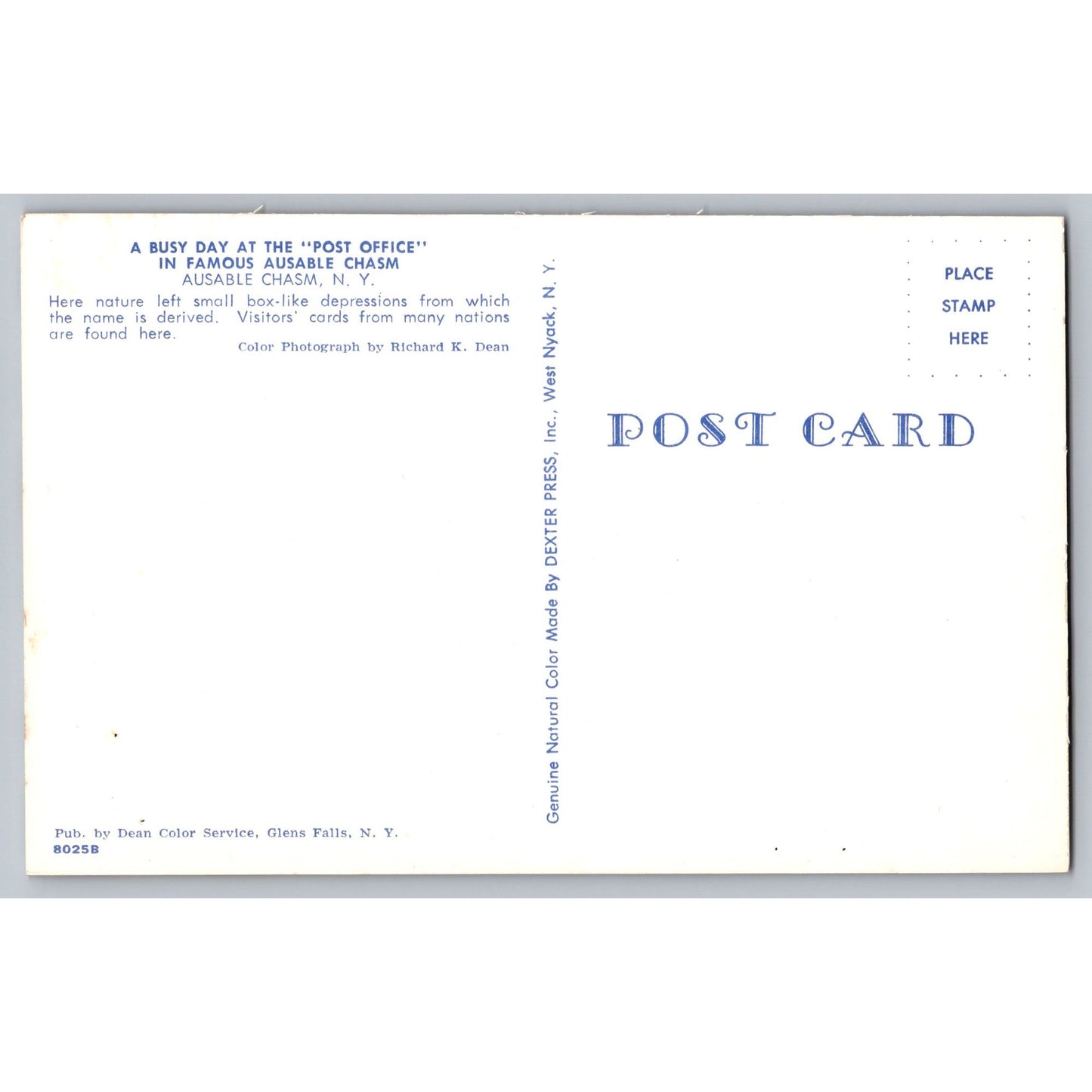 Ausable Chasm NY New York Post Office Chrome Postcard Dexter Press