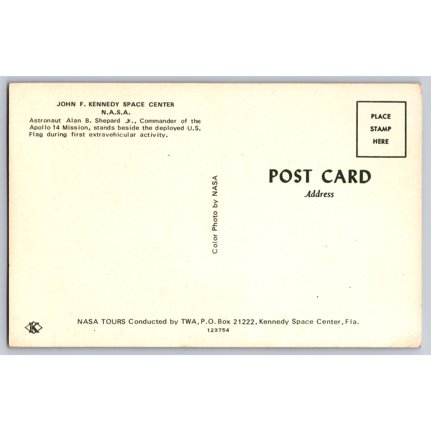Kennedy Space Center Fl NASA pollo 14 Astronaut Alan Shepard Moonwalk Postcard