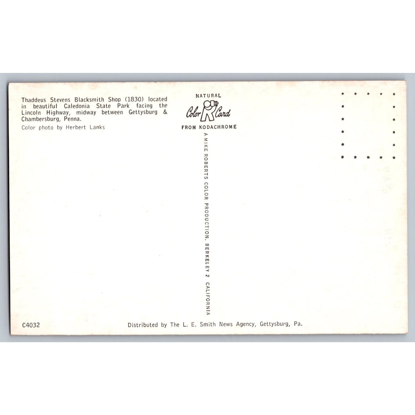 Gettysburg PA Pennsylvania Caledonia State Park Thad's Blacksmith Shop Postcard