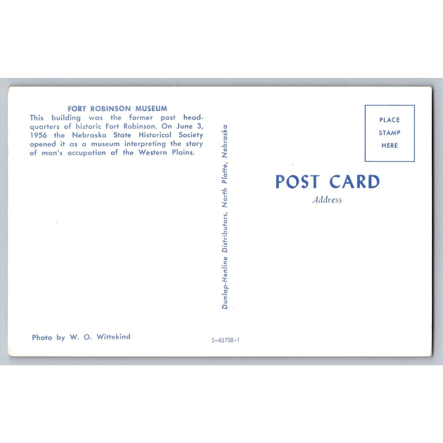 Fort Robinson NE Nebraska State Park Museum Chrome Postcard Unused Dunlap-Henline