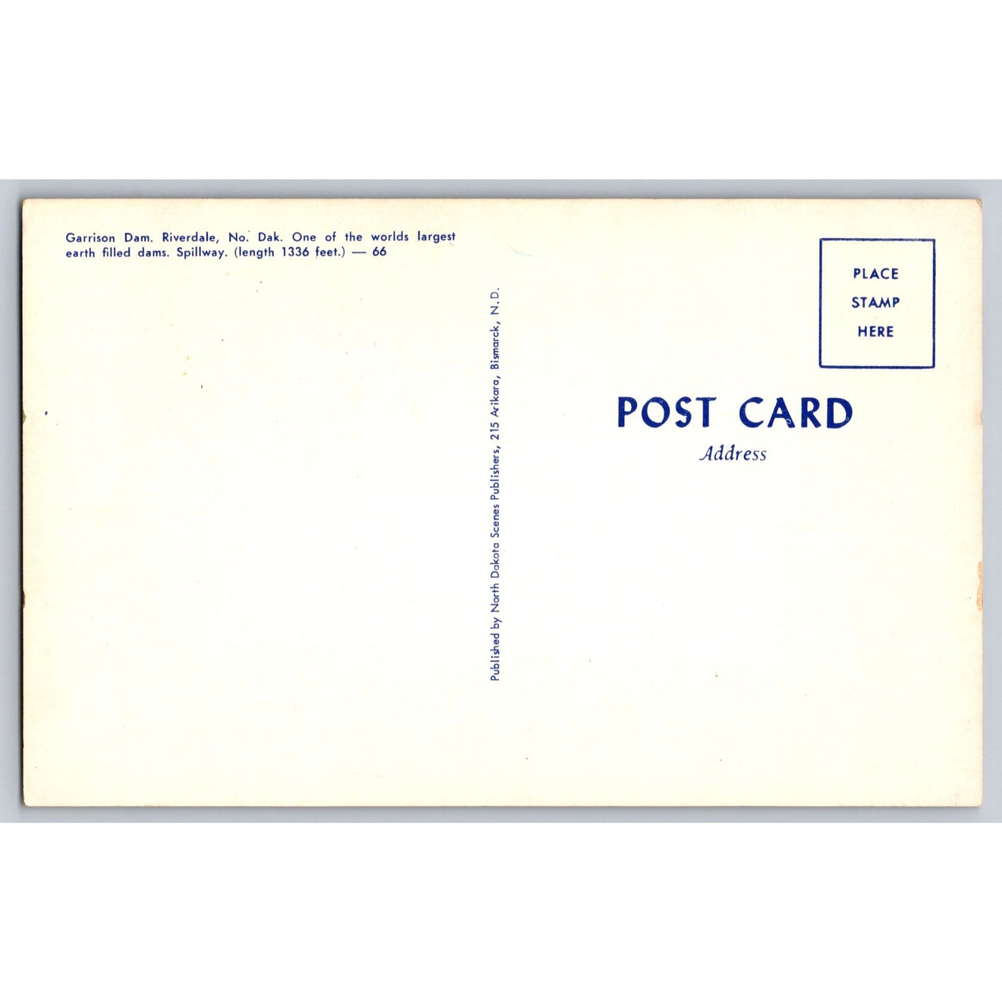Riverdale ND North Dakota Garrison Dam Chrome Postcard Unused