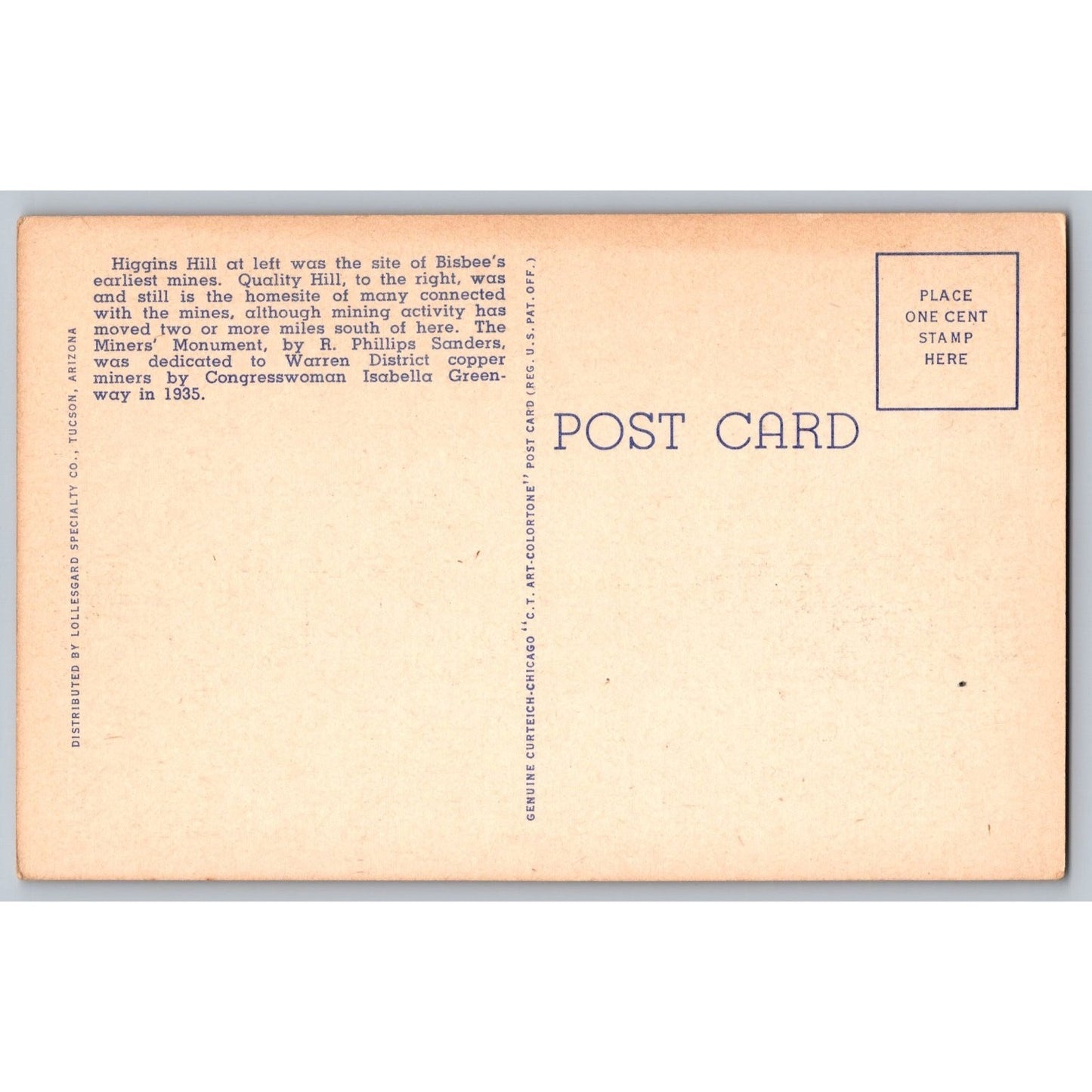 Bisbee AZ Arizona Cochise County Court House Linen Postcard Unused