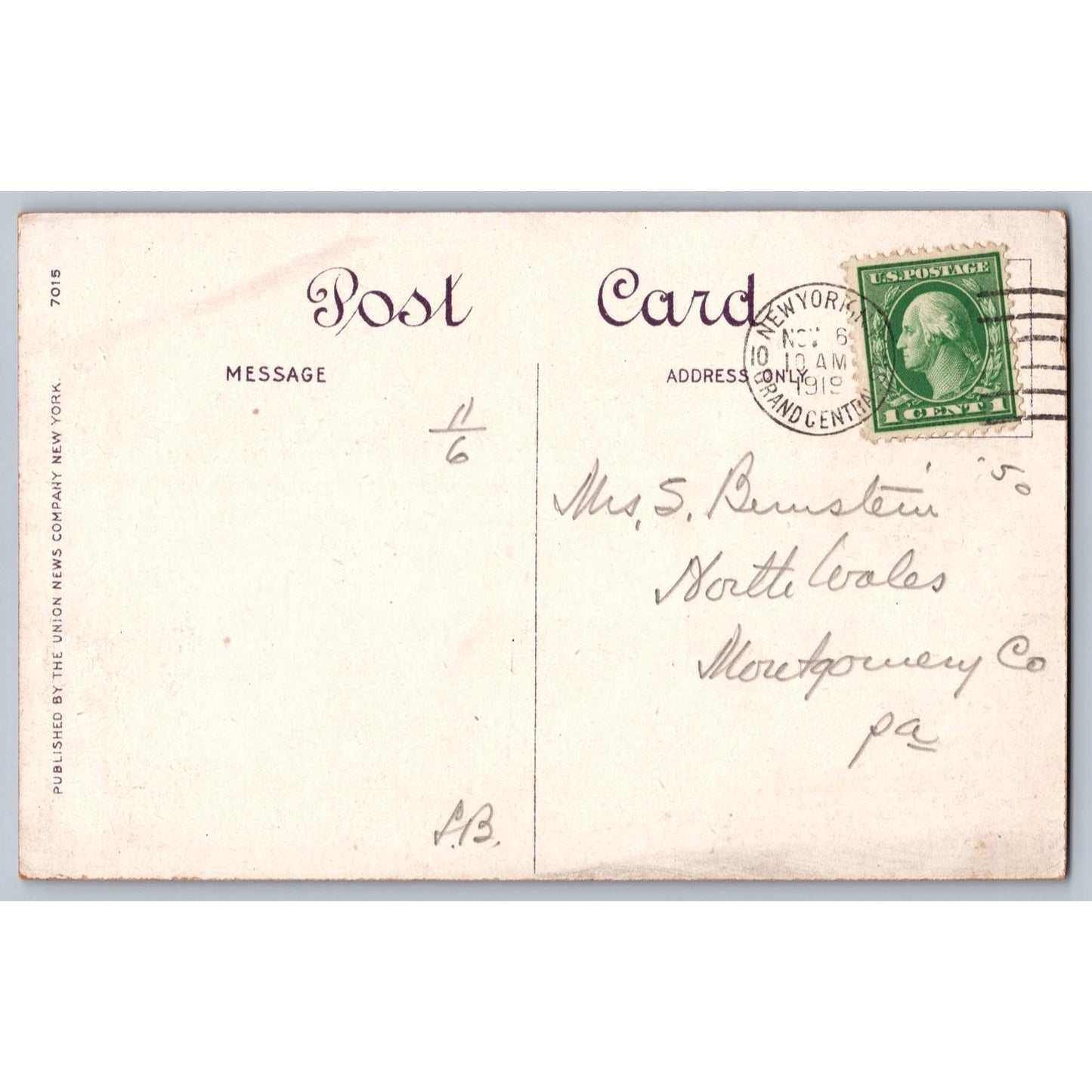 New York City NY Bowling Green 1911 Divided Back Postcard Union News Co