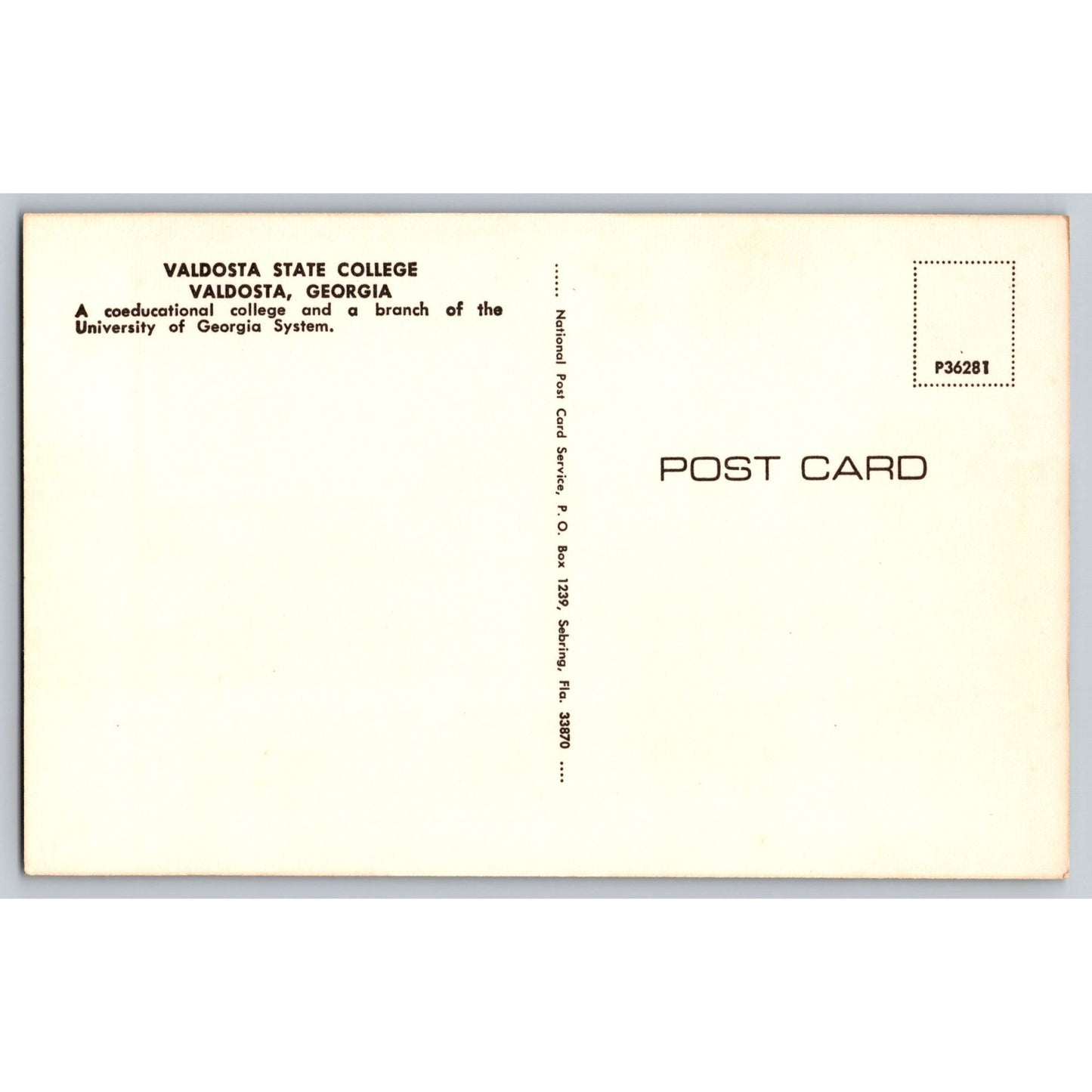 Valdosta GA Georgia State College Campus University Chrome Postcard Unused