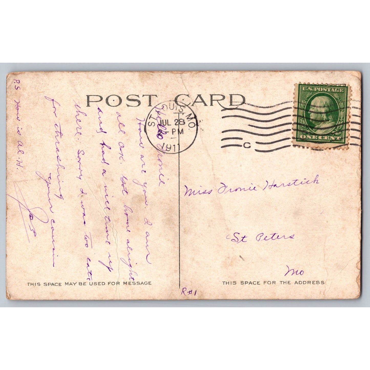 ST Louis MO Missouri St Anthonys Church 1911 Divided Back Postcard Used