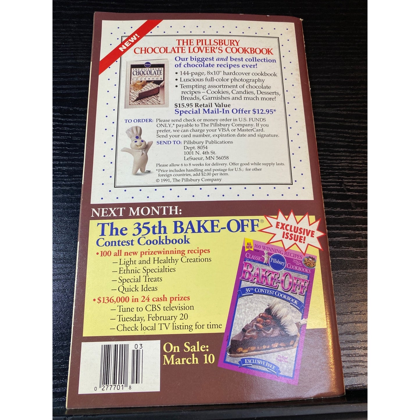 Pillsbury Classic Cookbooks March 1993 Desserts Issue Featuring Chocolate & Fudge Recipes