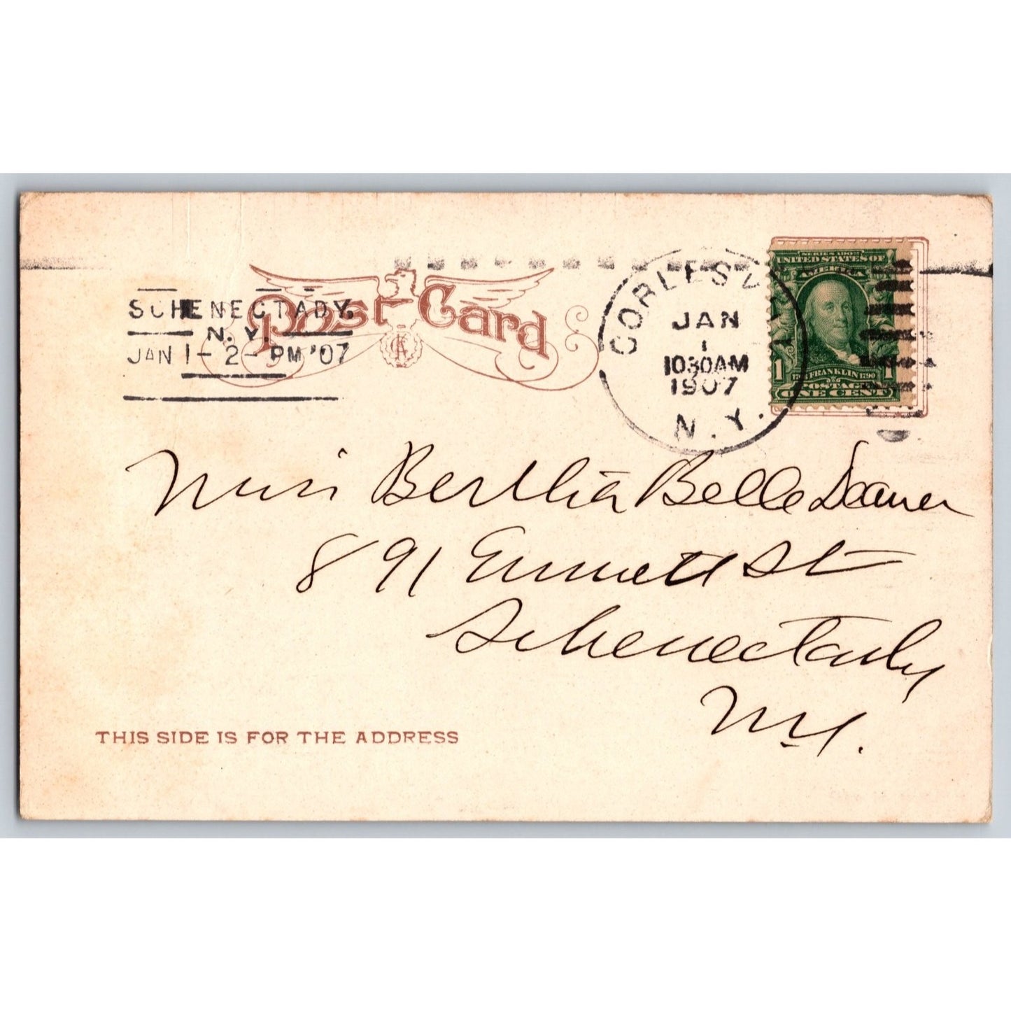 Cobleskill NY New York Washington Ave 1907 Undivided Back Postcard EC Kropp