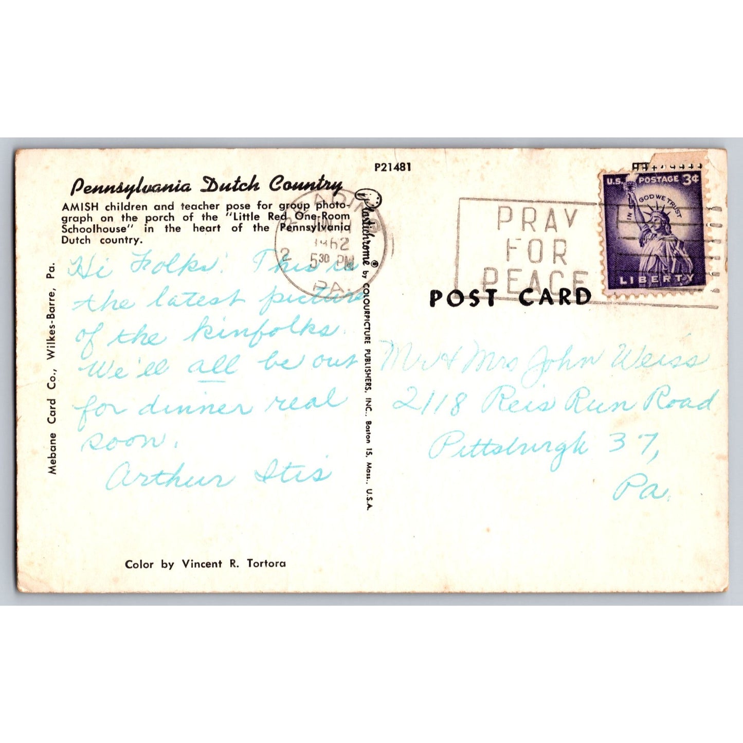 Pennsylvania Dutch Country Amish Group 1962 Chrome Postcard Used