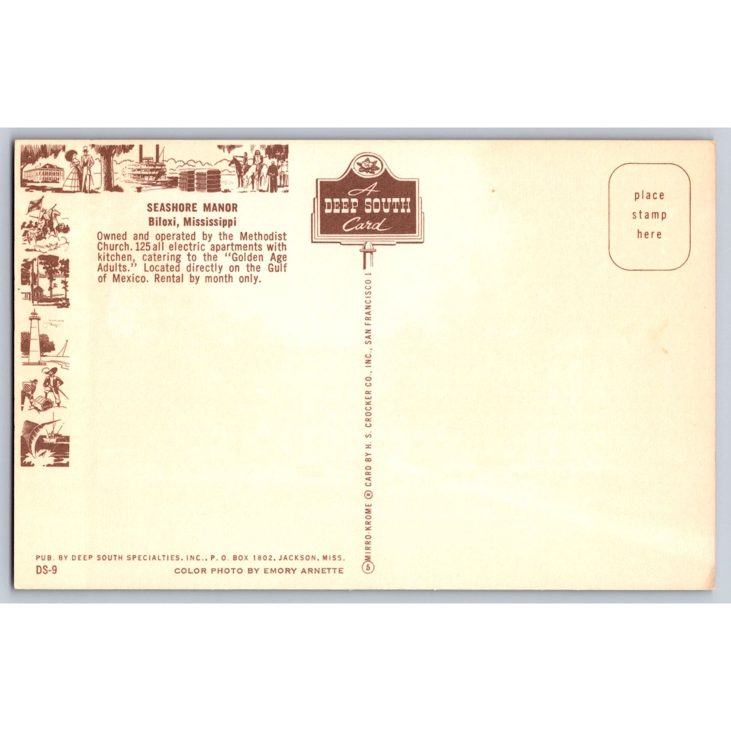 Biloxi MS Mississippi Seashore Manor Chrome Postcard Deep South