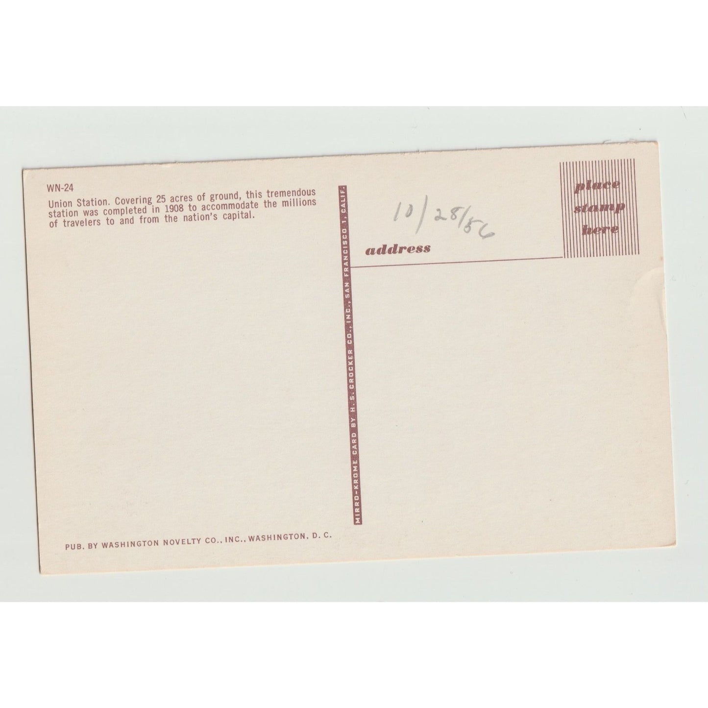 Washington DC Union Station 1962 Chrome Postcard Novelty Co