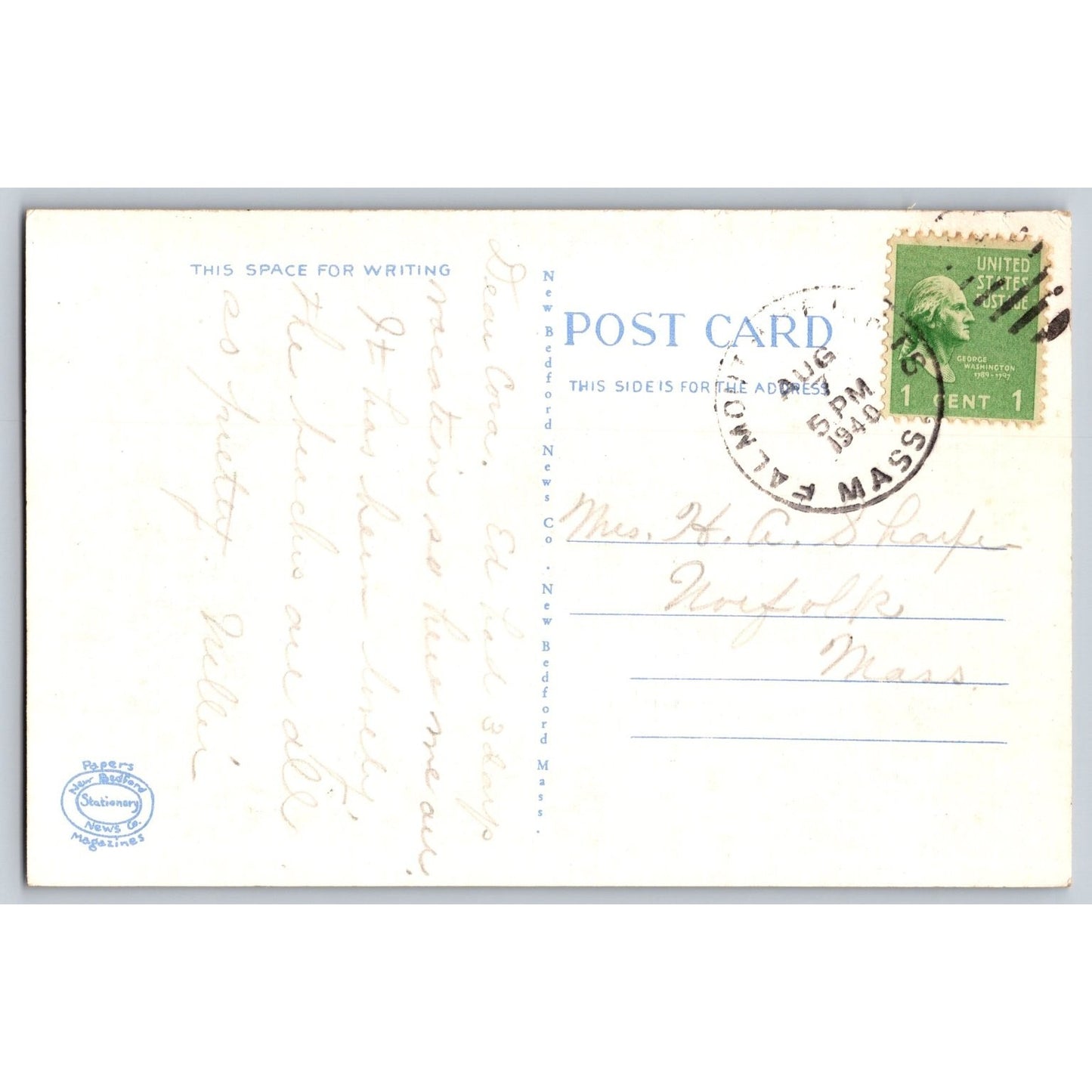 Cape Cod MA Massachusetts Old Indian Church Mashpee White Border Postcard Used