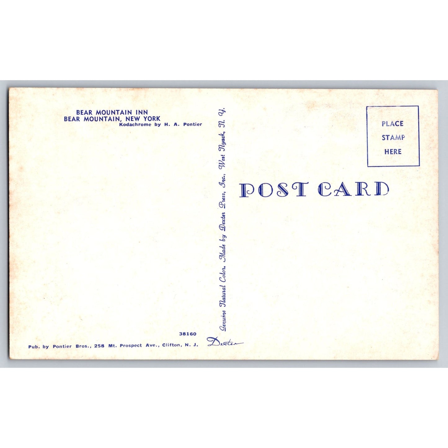 Bear Mountain Inn NY New York Postcard Kodachrome Pontier Bros Unused