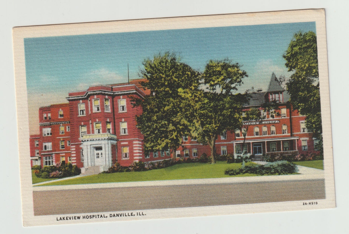 Postcard IL Illinois Danville Lakeview Hospital Linen Unused