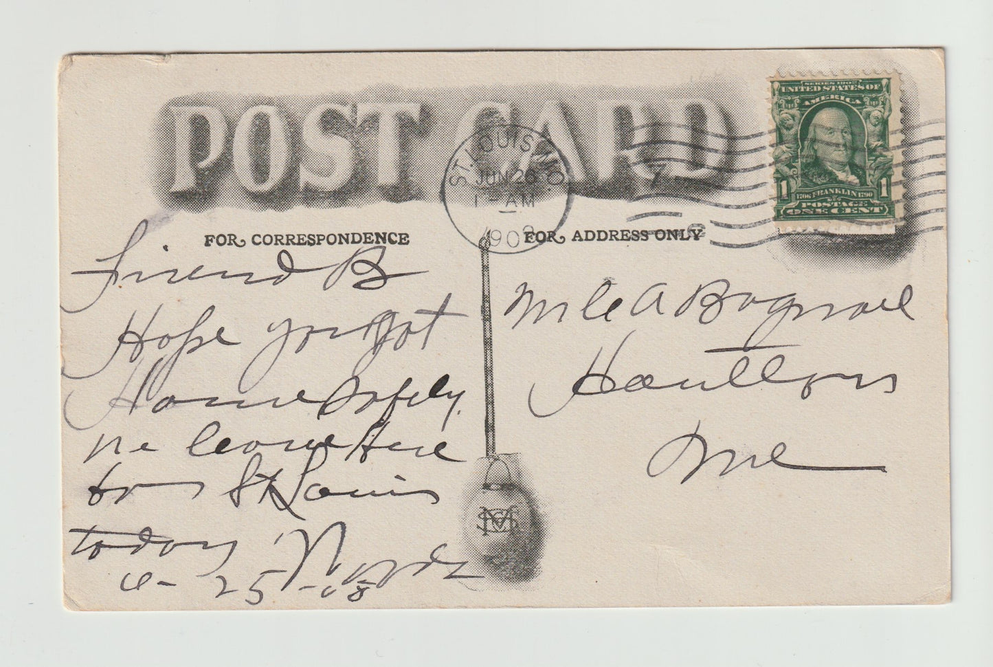 Postcard IL Illinois Springfield Lincoln Monument 1908 Divided Back Used