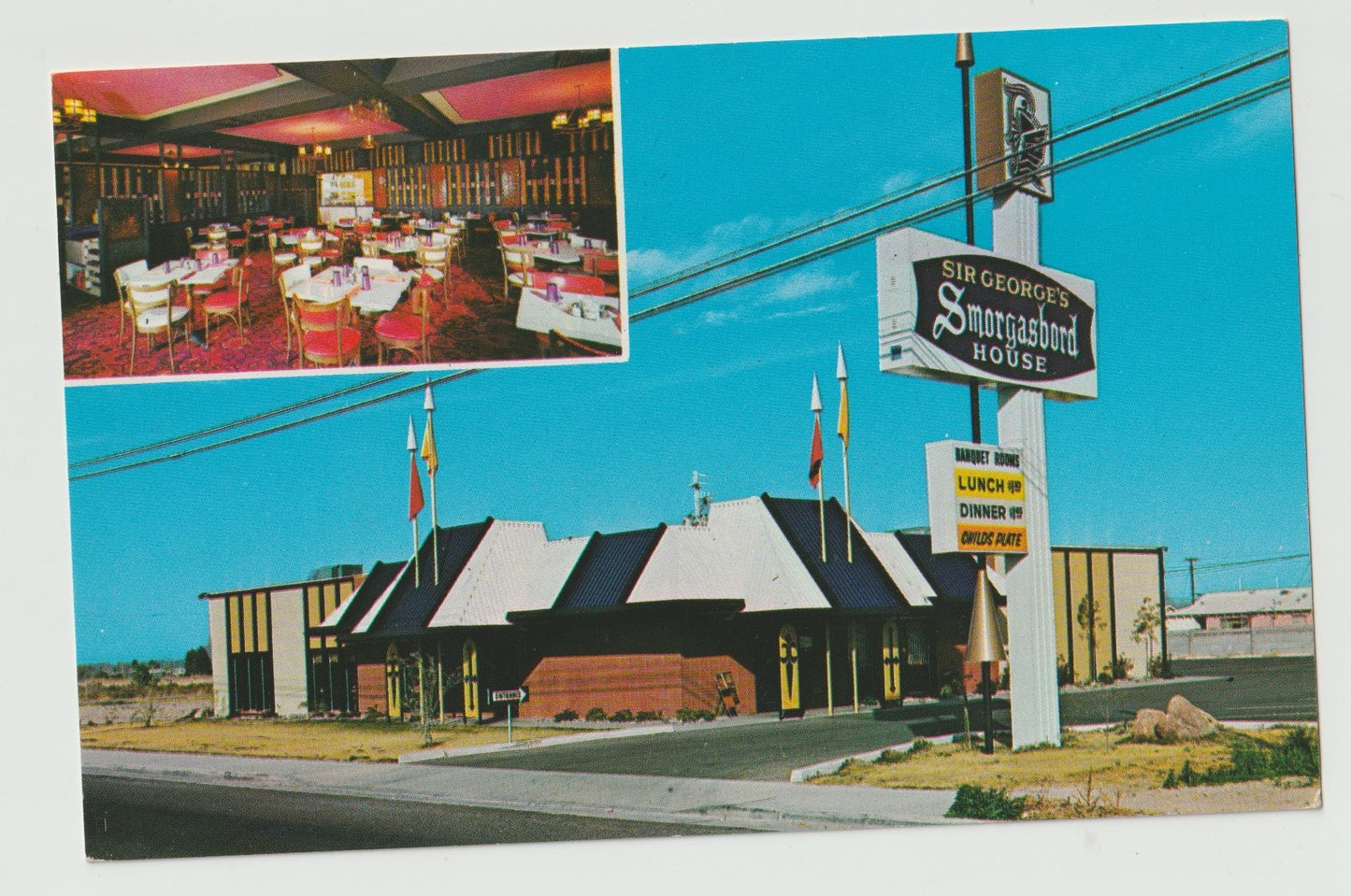 Postcard AZ Arizona Phoenix Sir George's Smorgasbord House Chrome Unused