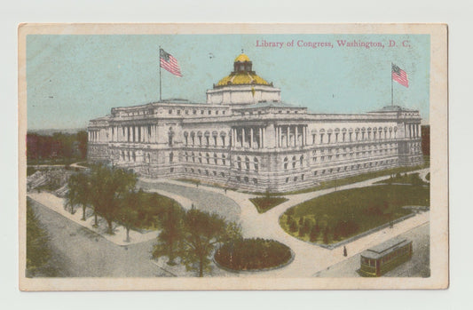 Postcard DC Washington Library of Congress 1913 Red Letter White Border Used