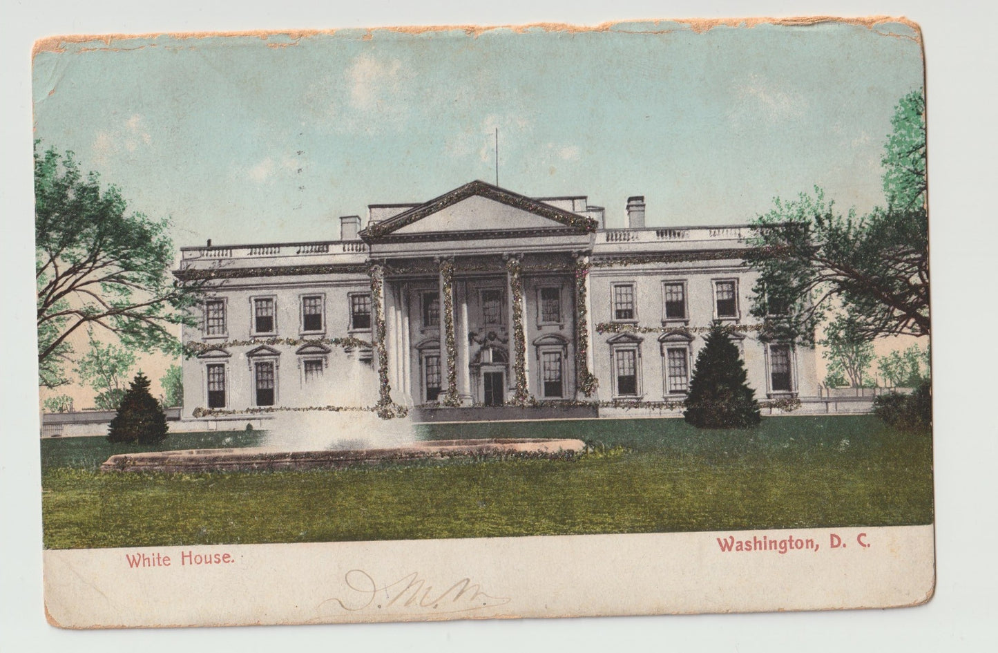 Postcard DC Washington White House 1907 Glitter Undivided Used