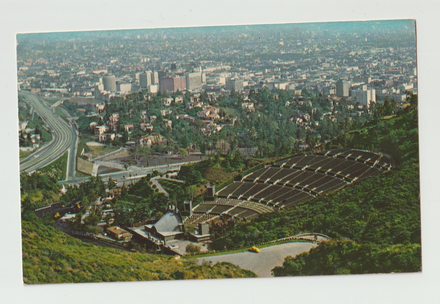 Postcard CA California Hollywood Bowl and Freeway 1961 Used Aerial View Chrome Used