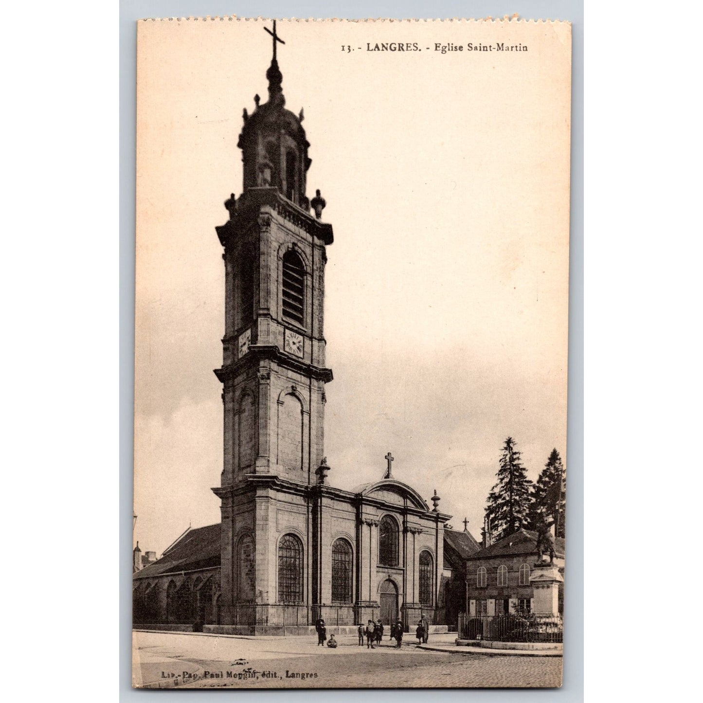 France Langres Eglise Saint-Martin Sepia Early 1900s Divided Postcard Unused