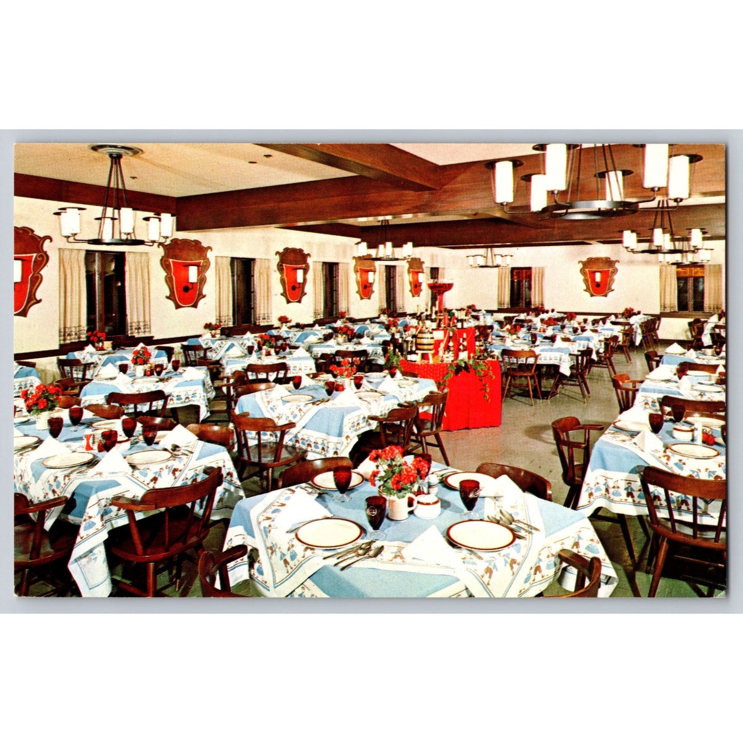 Frankenmuth MI Michigan Bavarian Inn Interior Dining Room 1960s Chrome Postcard
