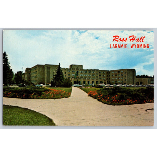 Laramie WY Wyoming Laramie Ross Hall Women's Dorm Prexy's Pasture Postcard