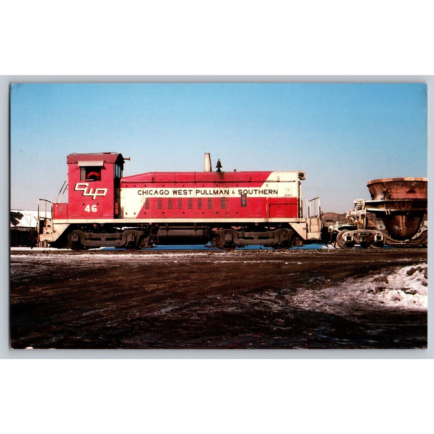 Chicago West Pullman & Southern Railroad Postcard EMD SW-8 Switcher No 46 MJ648