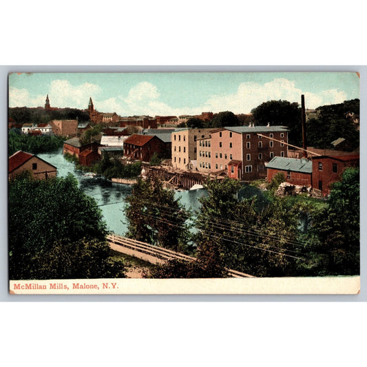 Malone NY New York McMillan Mills Early Divided Back Postcard Valentine & Sons