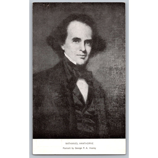 Nathaniel Hawthorne Portrait Postcard Essex Institute Illustration George PA Healey
