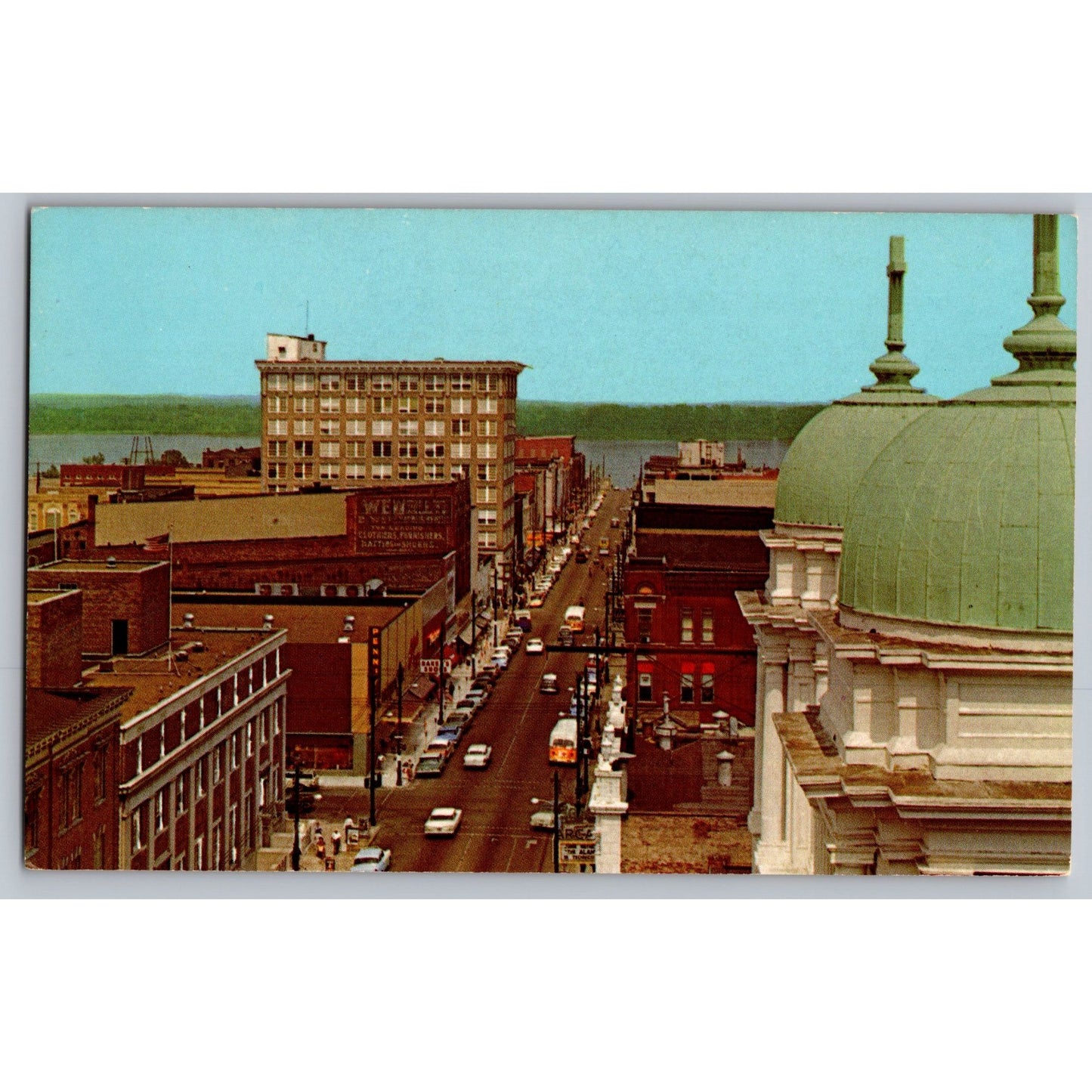 Paducah KY Kentucky Broadway Looking East To Ohio River Chrome Postcard Unused