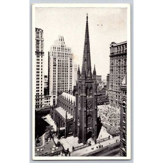 New York City NY Trinity Church 1949 Chrome Postcard Used Wurts Bros