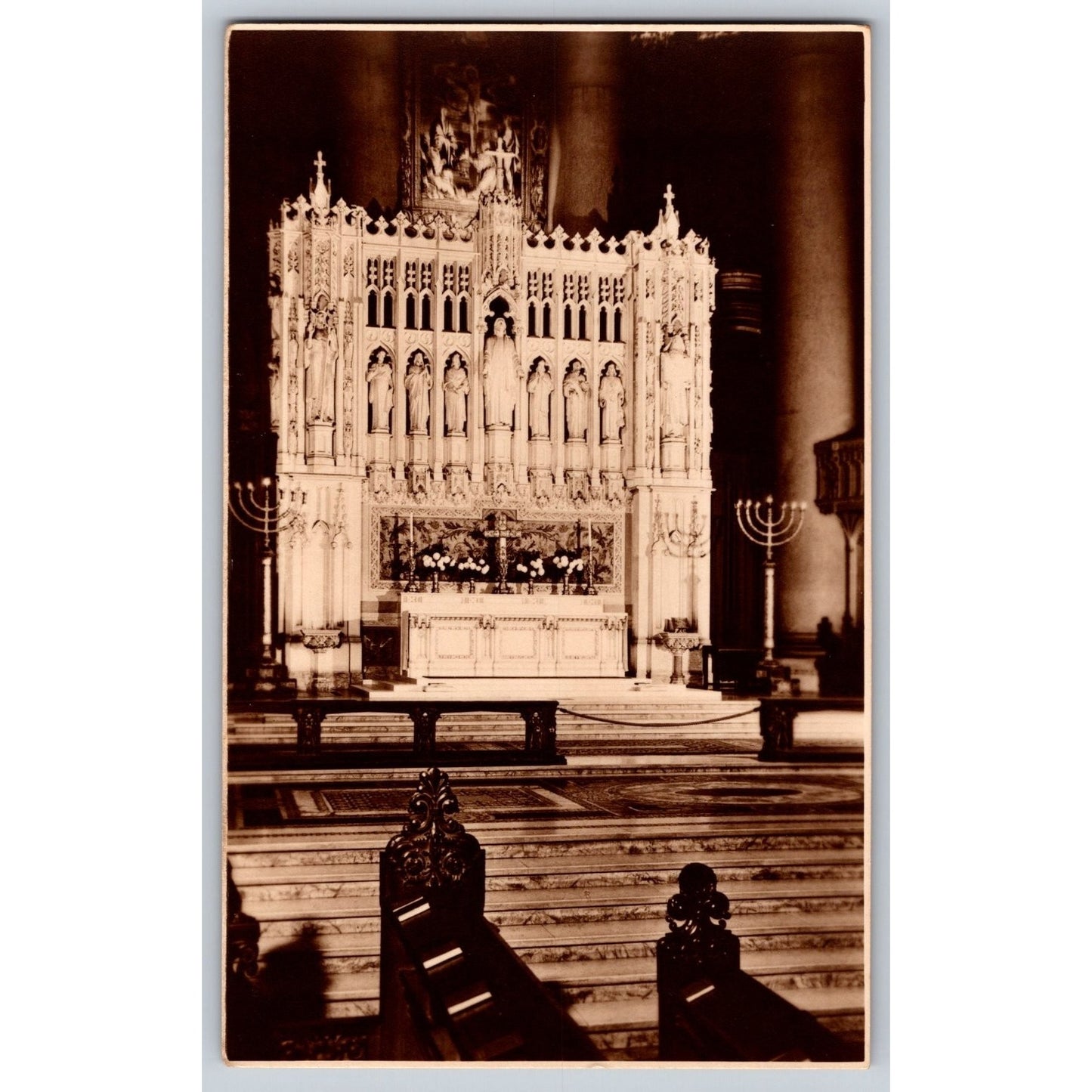 RPPC New York City NY St John the Divine High Altar Cathedral Real Photo Postcard