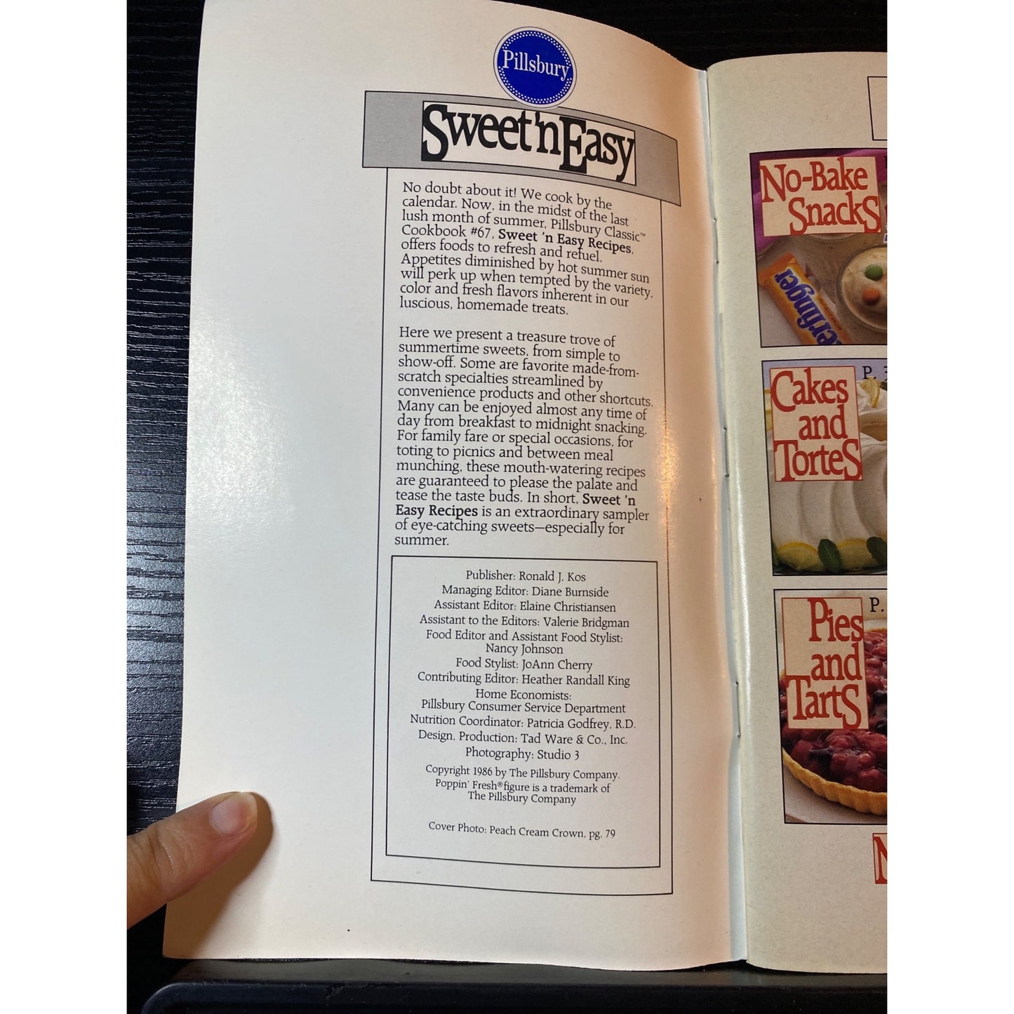 Pillsbury Classic Cookbook Booklet Sweet N Easy Dessert To Snack Recipes 1986