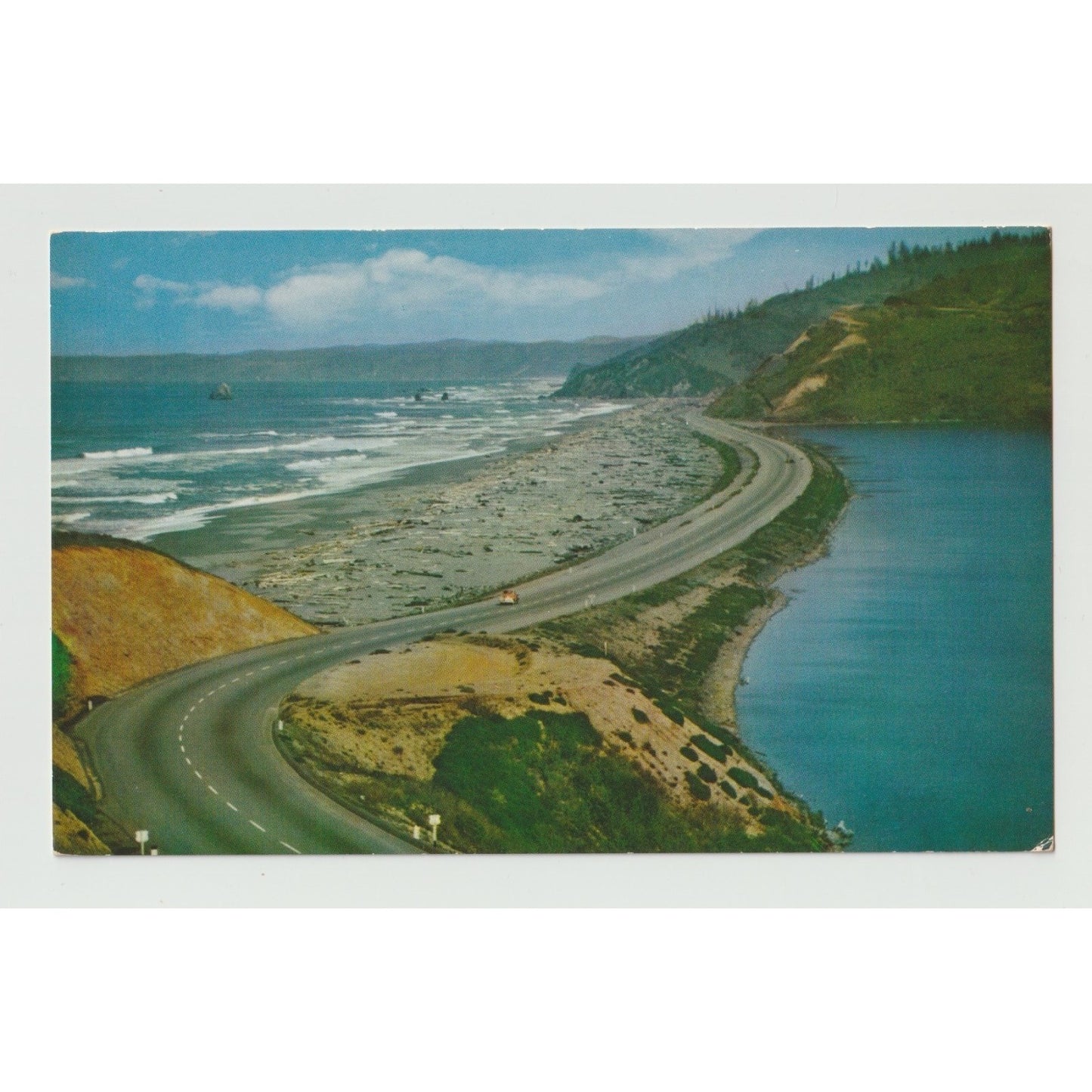 Redwood Highway CA California Freshwater Lagoon Beach Chrome Postcard Unused