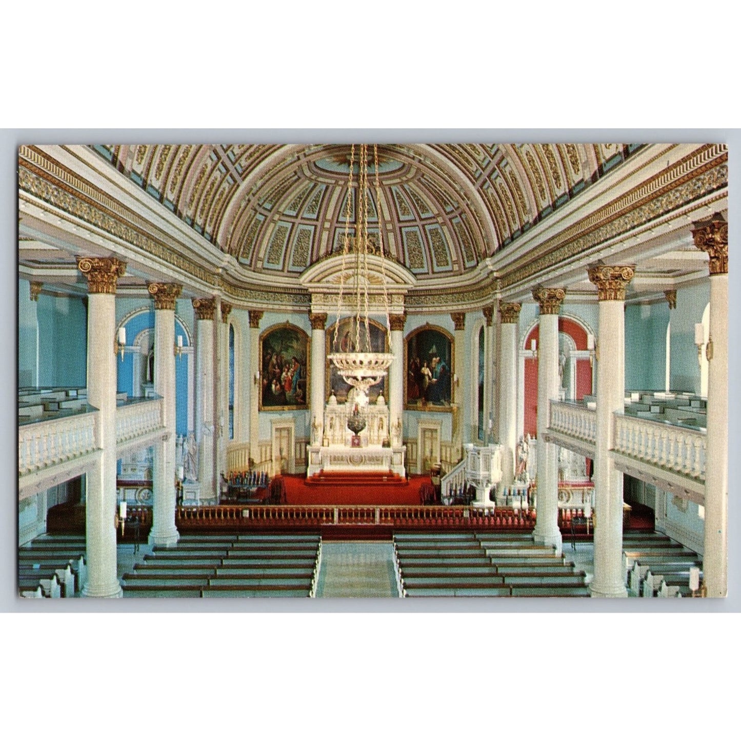 Webster MA Massachusetts Sacred Heart Church Interior Chrome Postcard Unused