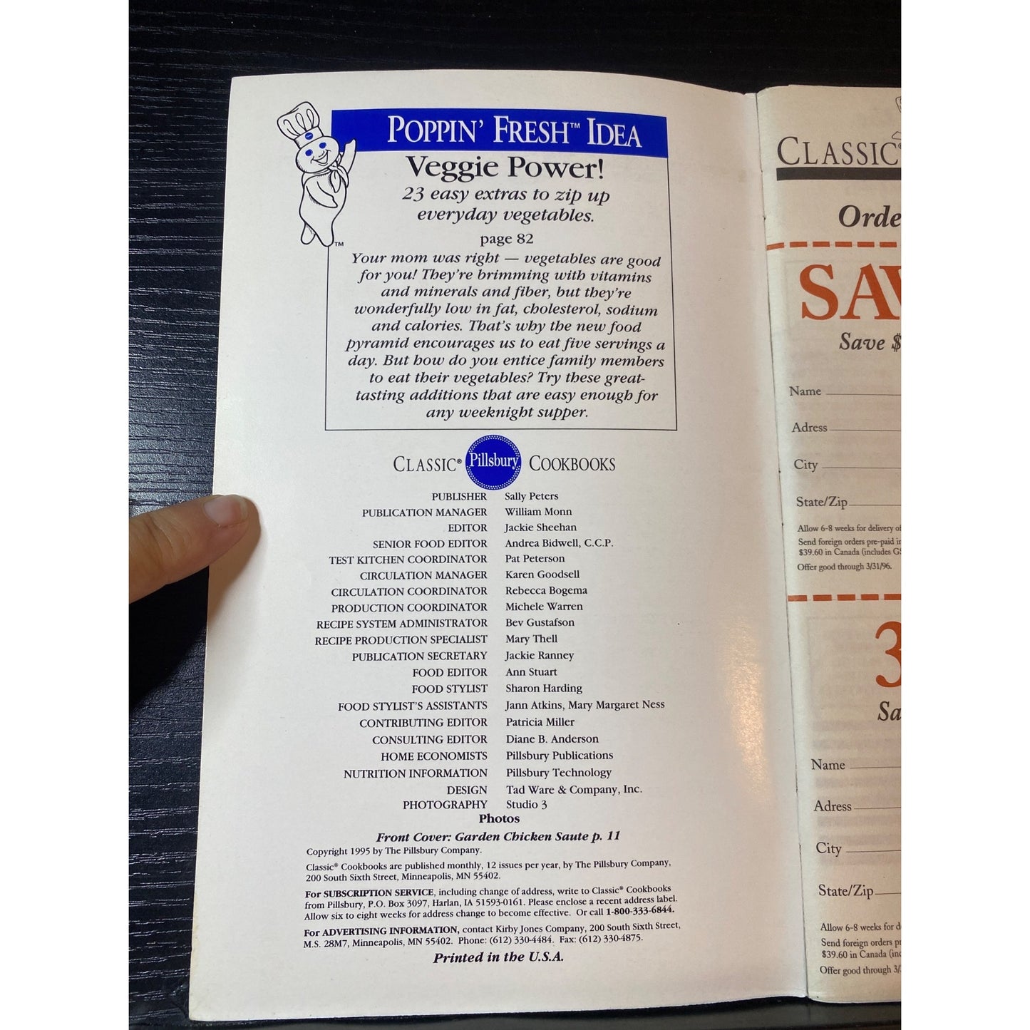 Pillsbury Classic Cookbook Booklet Meals In Minutes September 1995 Issue