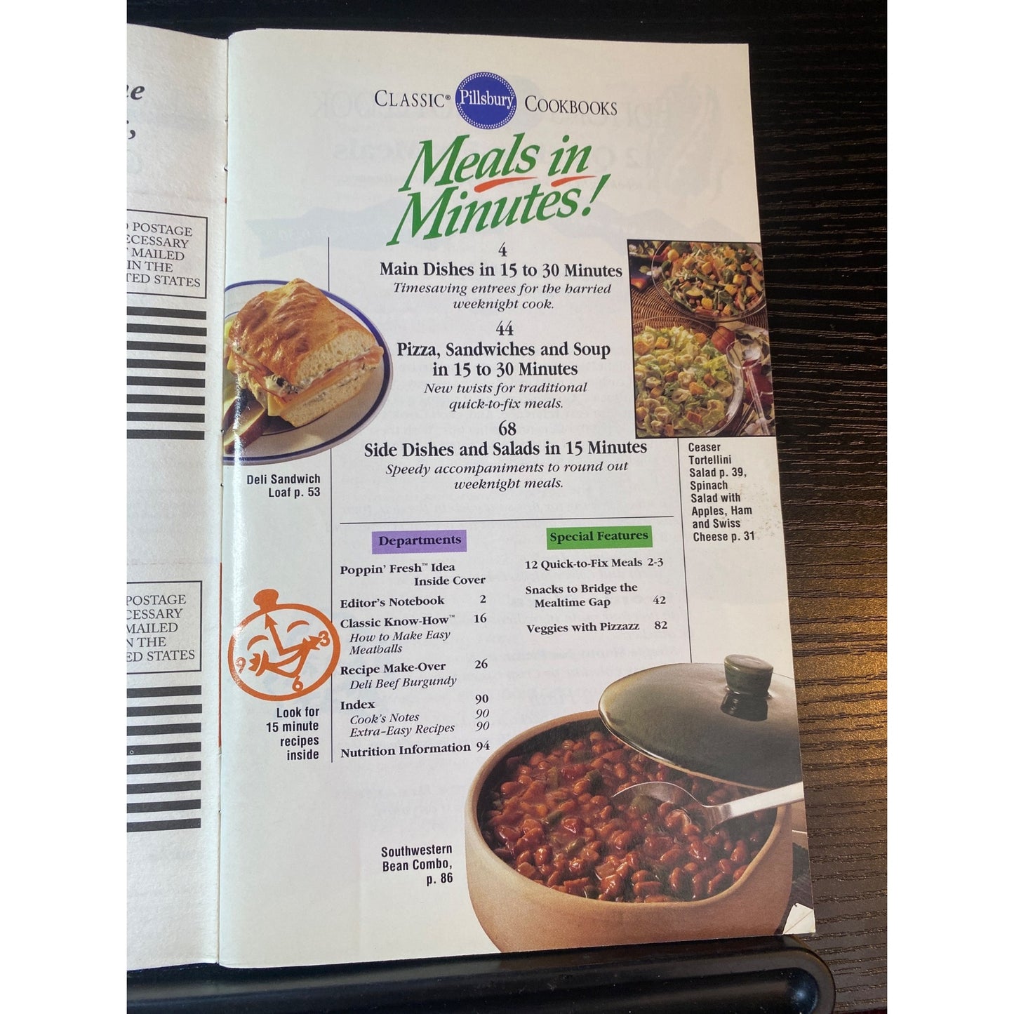 Pillsbury Classic Cookbook Booklet Meals In Minutes September 1995 Issue