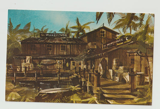 Postcard CA California Marina Del Rey The Warehouse Restaurant Illustration Chrome Unused