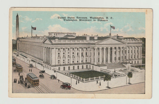 Postcard DC Washington US Treasury White Border Unused