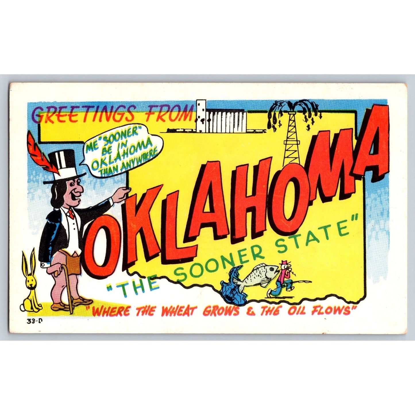 Comic Oklahoma OK Sooner State Cartoon Laff Gram Postcard Unused