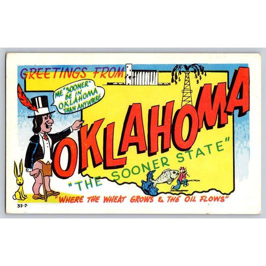 Comic Oklahoma OK Sooner State Cartoon Laff Gram Postcard Unused