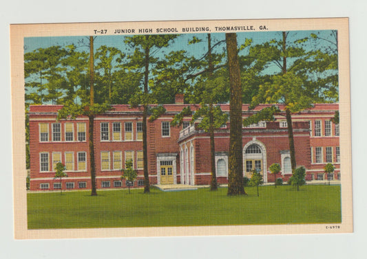 Postcard GA Georgia Thomasville Junior High School White Border Unused