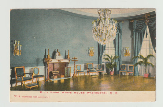 Postcard DC Washington White House Blue Room Interior Early 1900s Unused