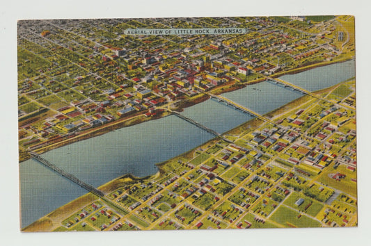 Postcard AR Arkansas Little Rock Aerial View Linen Unused
