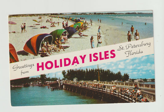 Postcard FL Florida St Petersburg Greetings from Holiday Isles Chrome Used