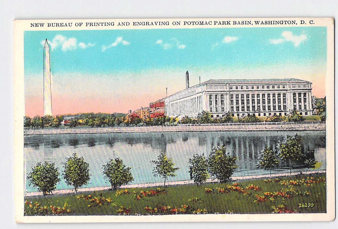 Postcard DC Washington New Bureau & Engraving White Border Unused