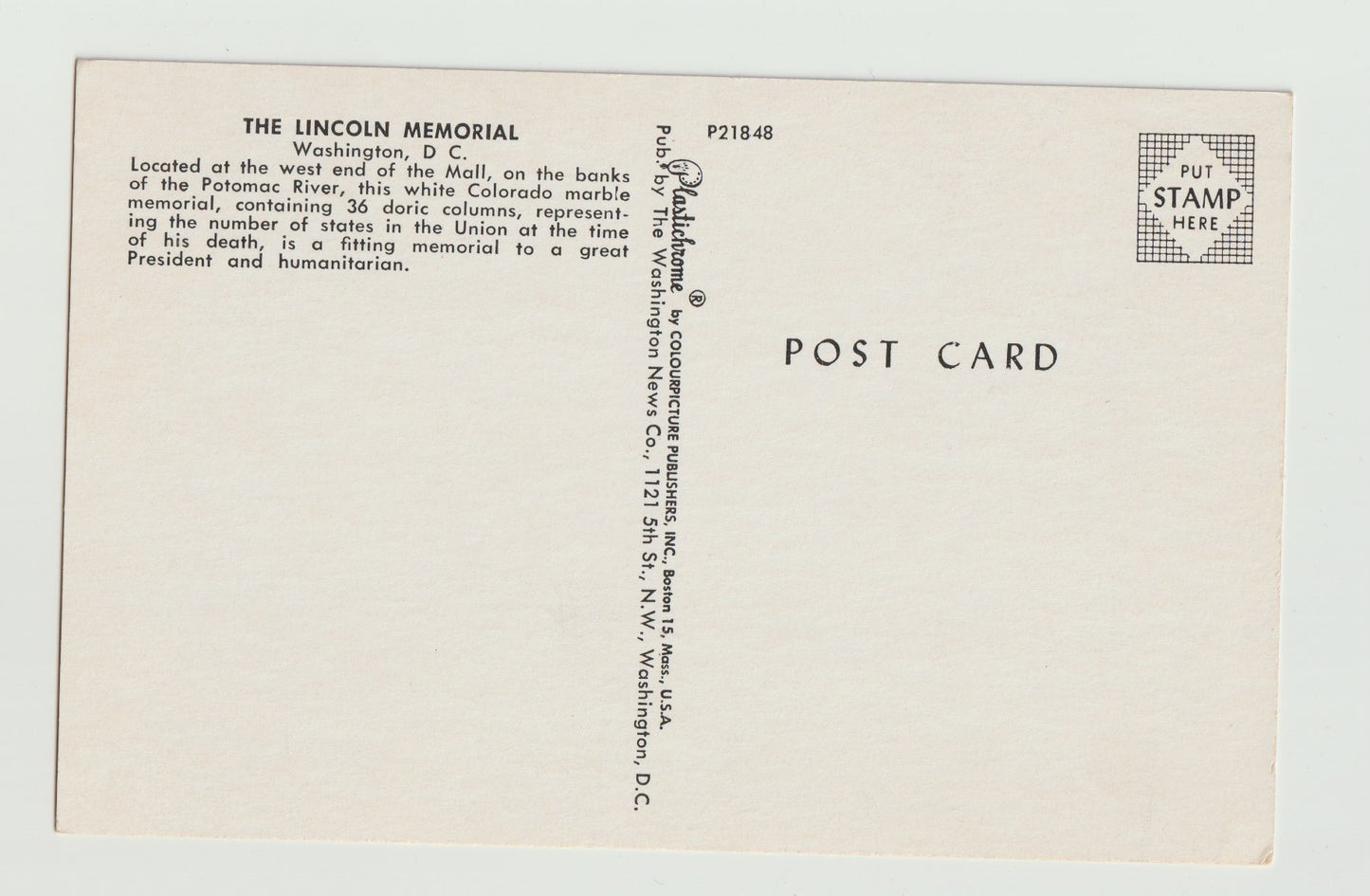 Postcard DC Washington Lincoln Memorial Chrome Unused