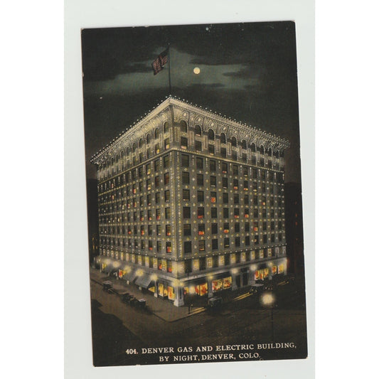 Denver CO Colorado Gas & Electric Building Moonlight Divided Back Postcard